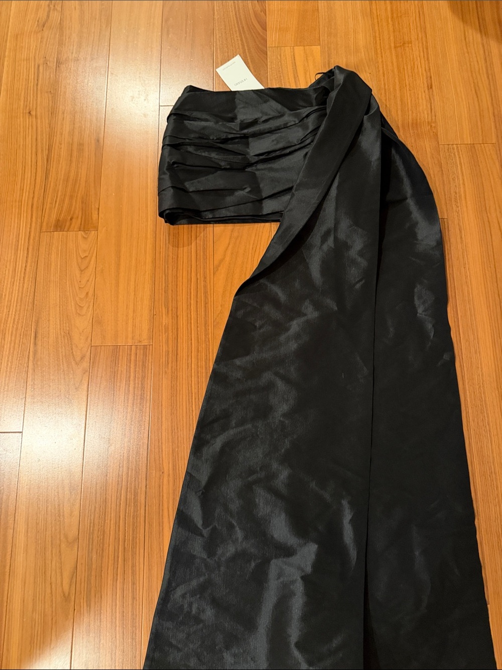 Women's Black Satin Maxi Skirt with Draped Waist Detail